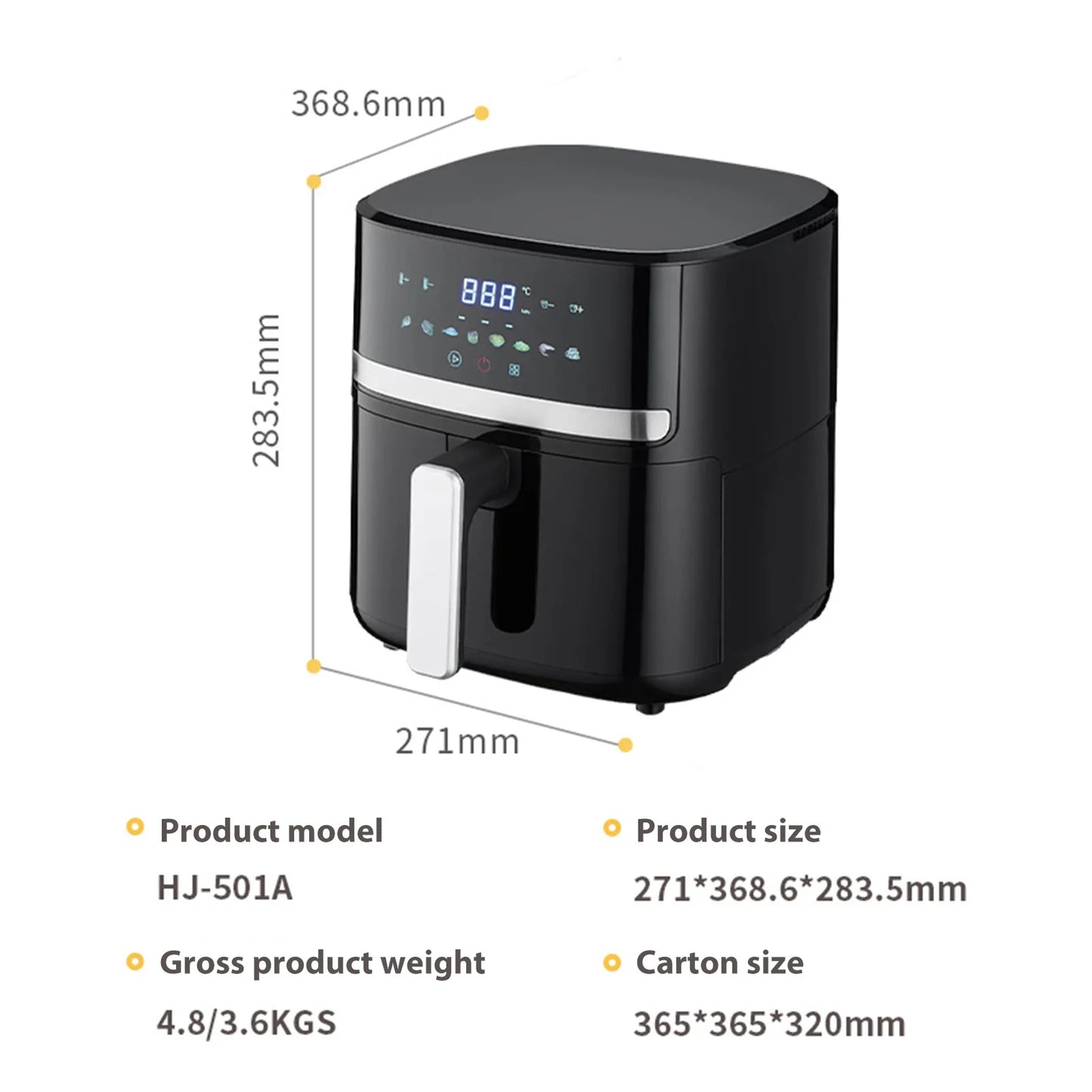 Freidora de Aire 5,5 L Multifunción con Pantalla Táctil LED