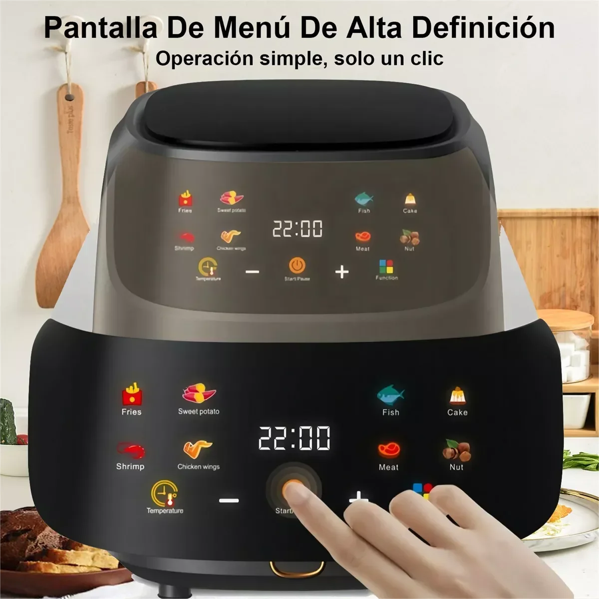 Freidora de Aire 2400W, 8L, con Pantalla LCD Inteligente