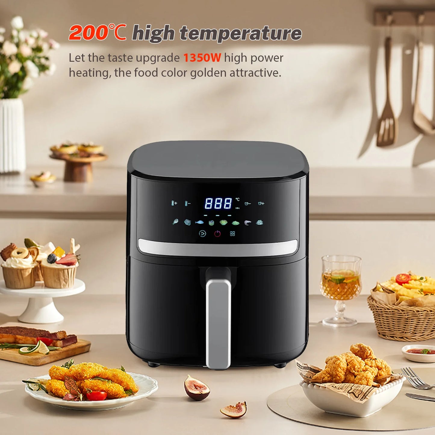 Freidora de Aire 5,5 L Multifunción con Pantalla Táctil LED