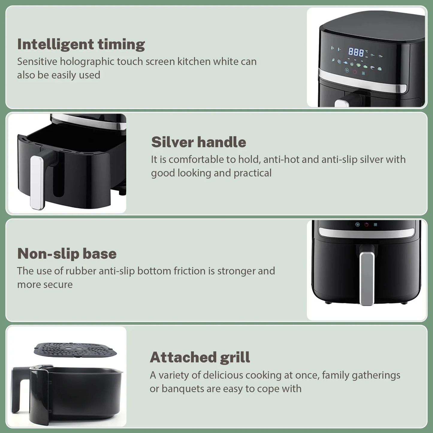 Freidora de Aire 5,5 L Multifunción con Pantalla Táctil LED